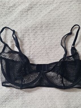 Kiki de Montparnasse Sheer Black Underwire Lace Bra with Mesh Panels
